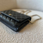 CHANEL Handbag Chanel Black Caviar Quilted Wallet On Chain Gold hardware(WOC) - Redeluxe