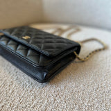 CHANEL Handbag Chanel Black Caviar Quilted Wallet On Chain Gold hardware(WOC) - Redeluxe