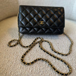 CHANEL Handbag Chanel Black Caviar Quilted Wallet On Chain Gold hardware(WOC) - Redeluxe