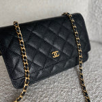CHANEL Handbag Chanel Black Caviar Quilted Wallet on Chain WOC GHW - Redeluxe