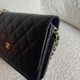 CHANEL Handbag Chanel Black Caviar Quilted Wallet on Chain WOC GHW - Redeluxe