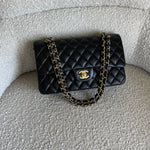 CHANEL Handbag Chanel Black Lambskin Quilted Classic Flap Medium GHW - Redeluxe