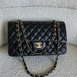 CHANEL Handbag Chanel Black Lambskin Quilted Classic Flap Medium GHW - Redeluxe
