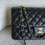 CHANEL Handbag Chanel Black Lambskin Quilted Classic Flap Medium GHW - Redeluxe