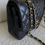 CHANEL Handbag Chanel Black Lambskin Quilted Classic Flap Medium GHW - Redeluxe