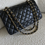 CHANEL Handbag Chanel Black Lambskin Quilted Classic Flap Medium GHW - Redeluxe