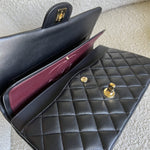 CHANEL Handbag Chanel Black Lambskin Quilted Classic Flap Medium GHW - Redeluxe