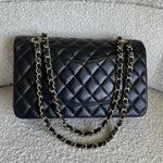 CHANEL Handbag Chanel Black Lambskin Quilted Classic Flap Medium GHW - Redeluxe