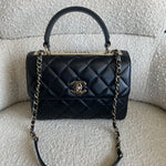 CHANEL Handbag Chanel Black Lambskin Quilted Trendy CC Small LGHW - Redeluxe