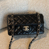 CHANEL Handbag Chanel Black Mini Rectangular Lambskin Quilted Flap LGHW - Redeluxe
