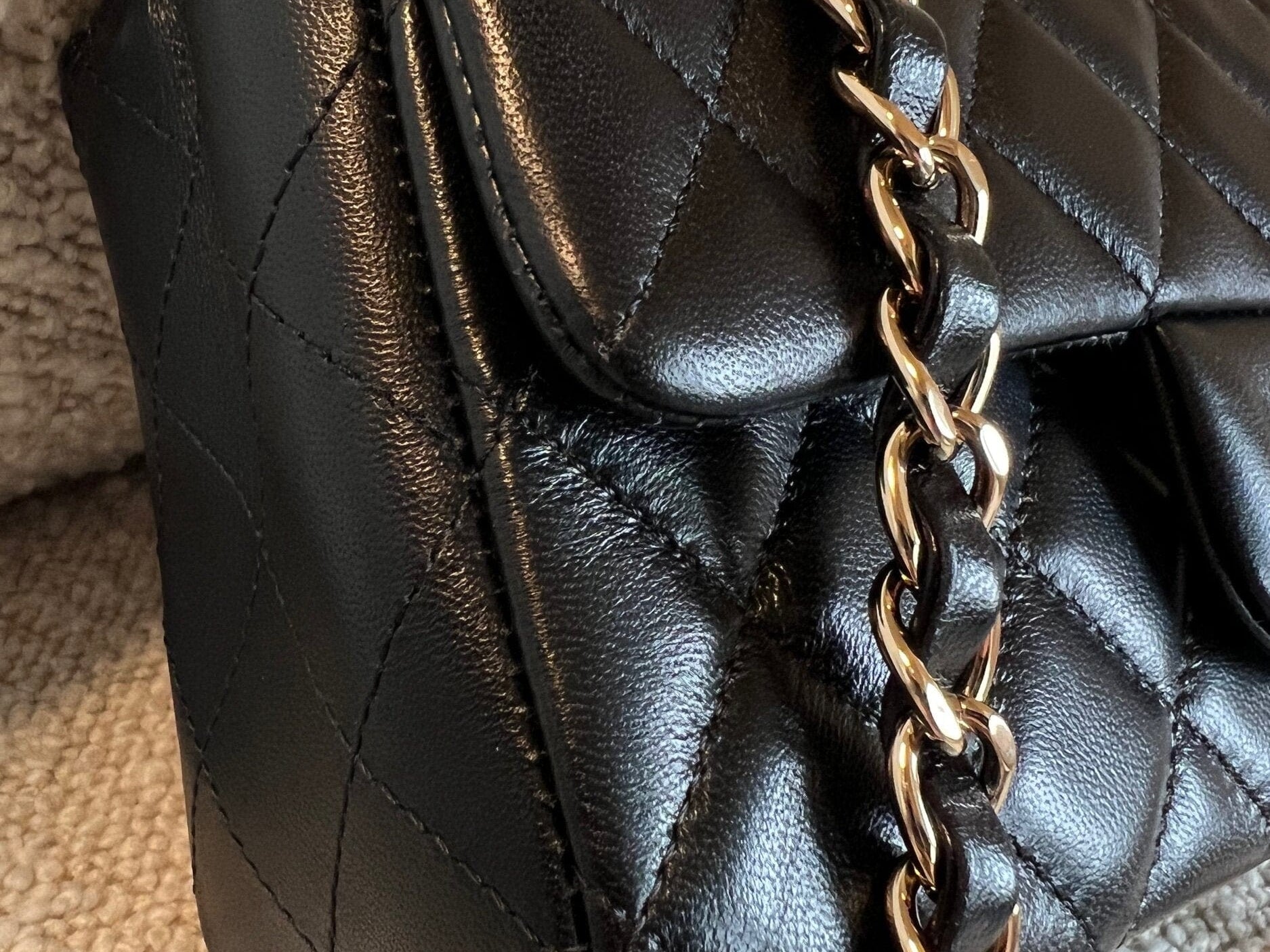 CHANEL Handbag Chanel Black Mini Rectangular Lambskin Quilted Flap LGHW - Redeluxe
