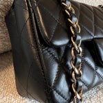 CHANEL Handbag Chanel Black Mini Rectangular Lambskin Quilted Flap LGHW - Redeluxe