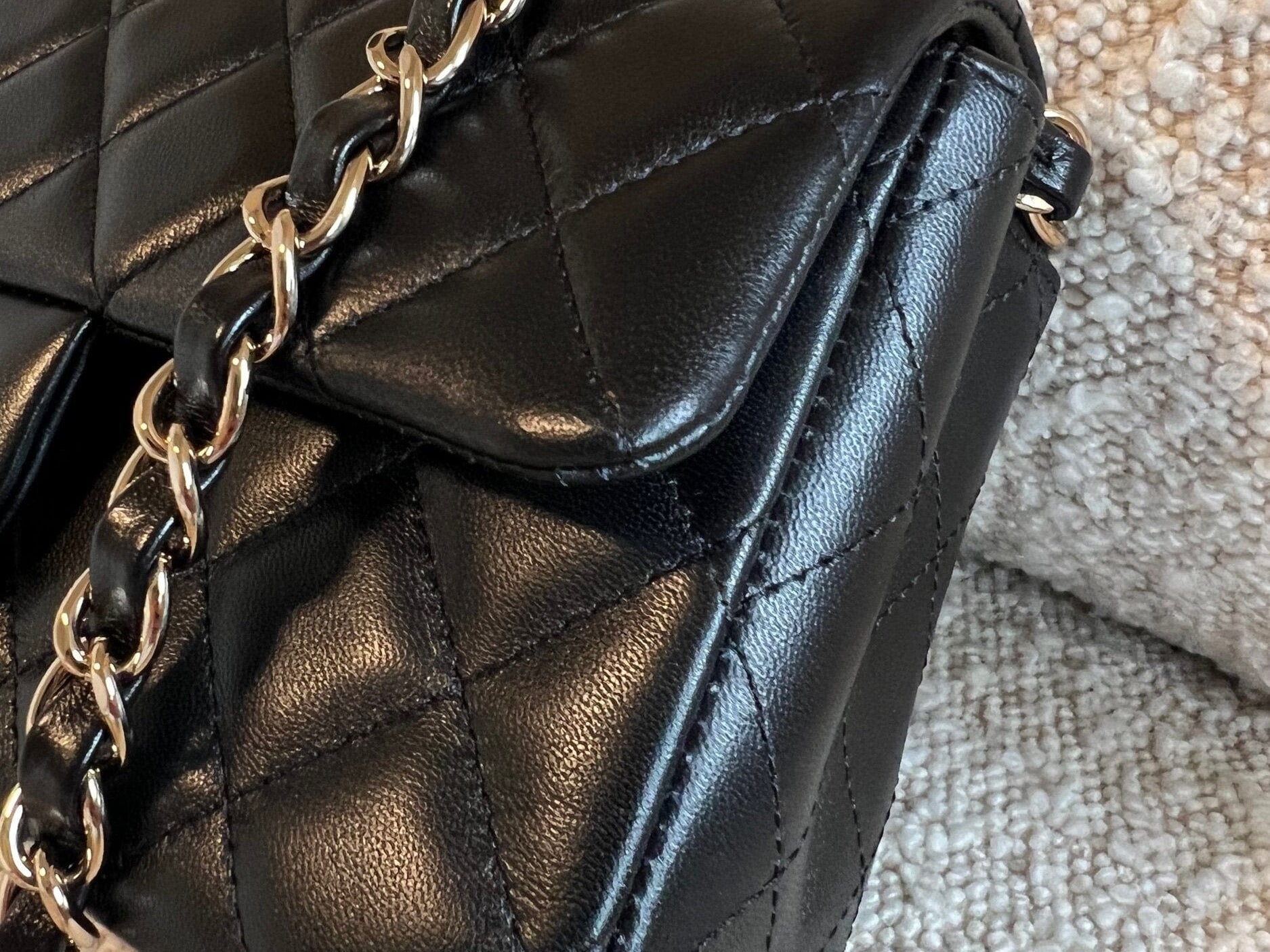 CHANEL Handbag Chanel Black Mini Rectangular Lambskin Quilted Flap LGHW - Redeluxe