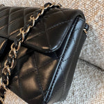 CHANEL Handbag Chanel Black Mini Rectangular Lambskin Quilted Flap LGHW - Redeluxe