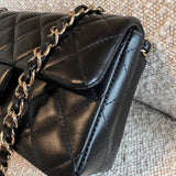 CHANEL Handbag Chanel Black Mini Rectangular Lambskin Quilted Flap LGHW - Redeluxe