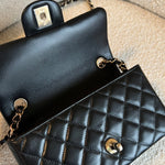 CHANEL Handbag Chanel Black Mini Rectangular Lambskin Quilted Flap LGHW - Redeluxe
