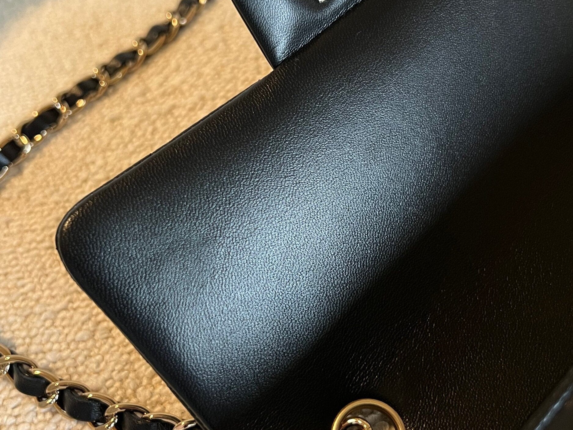 CHANEL Handbag Chanel Black Mini Rectangular Lambskin Quilted Flap LGHW - Redeluxe