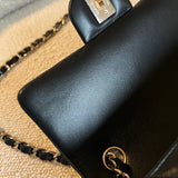 CHANEL Handbag Chanel Black Mini Rectangular Lambskin Quilted Flap LGHW - Redeluxe