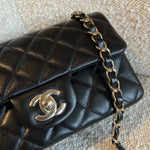 CHANEL Handbag Chanel Black Mini Rectangular Lambskin Quilted Flap LGHW - Redeluxe