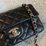 CHANEL Handbag Chanel Black Mini Rectangular Lambskin Quilted Flap LGHW - Redeluxe