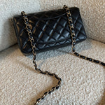 CHANEL Handbag Chanel Black Mini Rectangular Lambskin Quilted Flap LGHW - Redeluxe