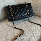 CHANEL Handbag Chanel Black Mini Rectangular Lambskin Quilted Flap LGHW - Redeluxe