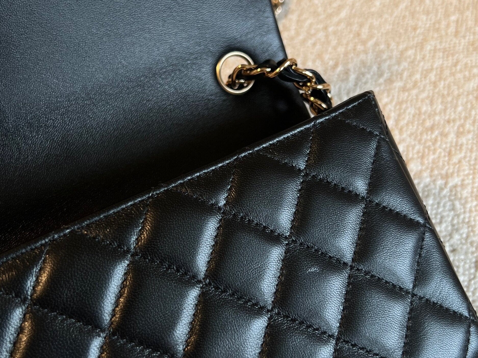 CHANEL Handbag Chanel Black Mini Rectangular Lambskin Quilted Flap LGHW - Redeluxe