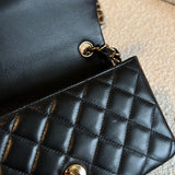 CHANEL Handbag Chanel Black Mini Rectangular Lambskin Quilted Flap LGHW - Redeluxe
