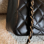 CHANEL Handbag Chanel Black Mini Rectangular Lambskin Quilted Flap LGHW - Redeluxe