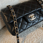 CHANEL Handbag Chanel Black Mini Rectangular Lambskin Quilted Flap LGHW - Redeluxe