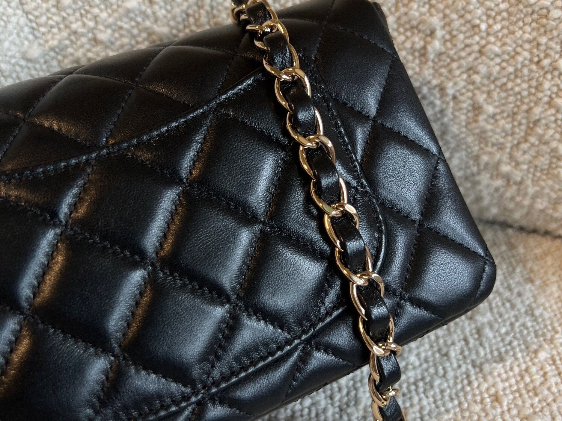 CHANEL Handbag Chanel Black Mini Rectangular Lambskin Quilted Flap LGHW - Redeluxe