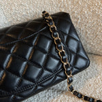 CHANEL Handbag Chanel Black Mini Rectangular Lambskin Quilted Flap LGHW - Redeluxe