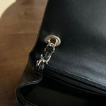 CHANEL Handbag CHANEL BLACK MINI SQUARE LAMBSKIN QUILTED FLAP SILVER HARDWARE - Redeluxe