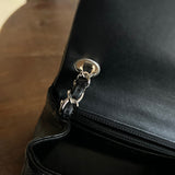 CHANEL Handbag CHANEL BLACK MINI SQUARE LAMBSKIN QUILTED FLAP SILVER HARDWARE - Redeluxe