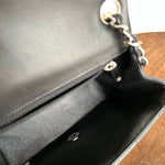 CHANEL Handbag CHANEL BLACK MINI SQUARE LAMBSKIN QUILTED FLAP SILVER HARDWARE - Redeluxe
