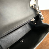 CHANEL Handbag CHANEL BLACK MINI SQUARE LAMBSKIN QUILTED FLAP SILVER HARDWARE - Redeluxe