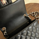 CHANEL Handbag CHANEL BLACK MINI SQUARE LAMBSKIN QUILTED FLAP SILVER HARDWARE - Redeluxe