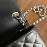 CHANEL Handbag CHANEL BLACK MINI SQUARE LAMBSKIN QUILTED FLAP SILVER HARDWARE - Redeluxe