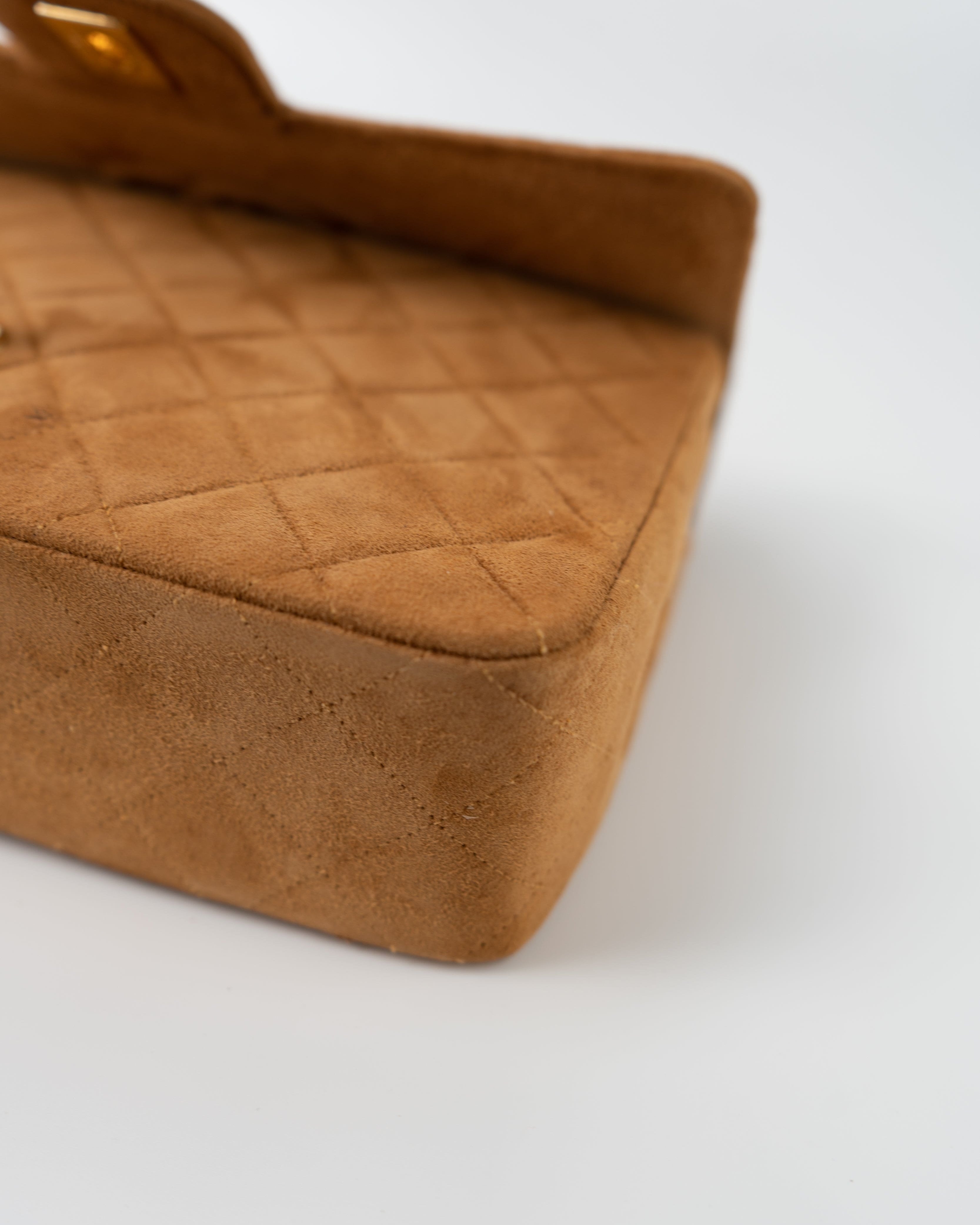 CHANEL Handbag Chanel Brown Suede Quilted Matelasse Single Flap  GHW - Redeluxe