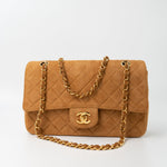CHANEL Handbag Chanel Brown Suede Quilted Matelasse Single Flap  GHW - Redeluxe