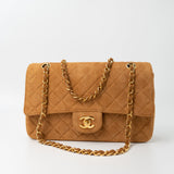 CHANEL Handbag Chanel Brown Suede Quilted Matelasse Single Flap  GHW - Redeluxe