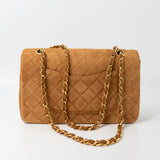 CHANEL Handbag Chanel Brown Suede Quilted Matelasse Single Flap  GHW - Redeluxe