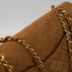 CHANEL Handbag Chanel Brown Suede Quilted Matelasse Single Flap  GHW - Redeluxe