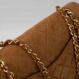 CHANEL Handbag Chanel Brown Suede Quilted Matelasse Single Flap  GHW - Redeluxe