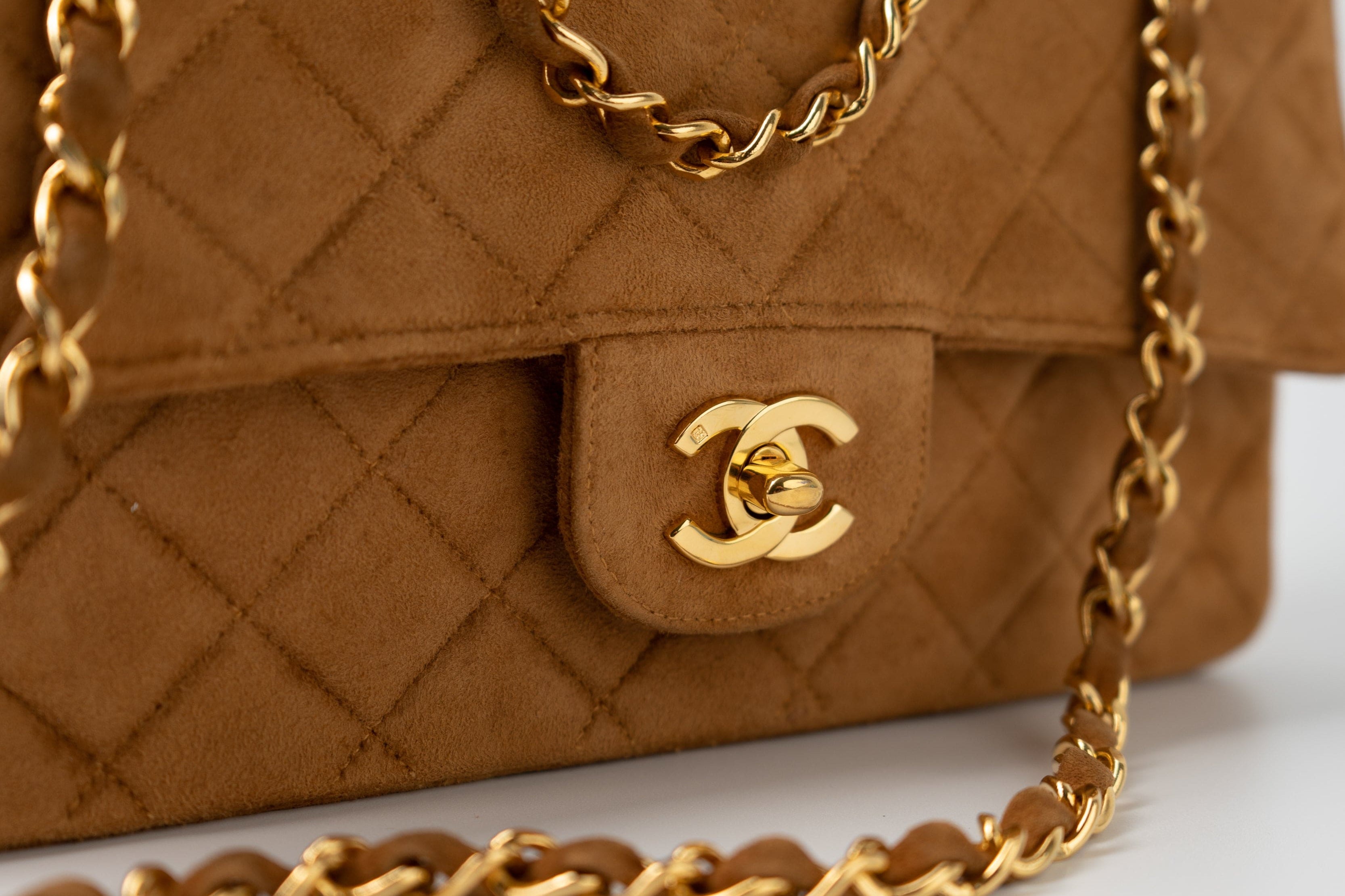 CHANEL Handbag Chanel Brown Suede Quilted Matelasse Single Flap  GHW - Redeluxe