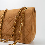 CHANEL Handbag Chanel Brown Suede Quilted Matelasse Single Flap  GHW - Redeluxe