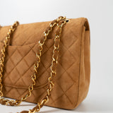 CHANEL Handbag Chanel Brown Suede Quilted Matelasse Single Flap  GHW - Redeluxe