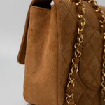 CHANEL Handbag Chanel Brown Suede Quilted Matelasse Single Flap  GHW - Redeluxe