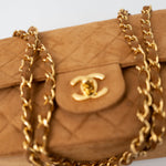 CHANEL Handbag Chanel Brown Suede Quilted Matelasse Single Flap  GHW - Redeluxe