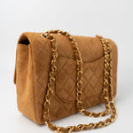 CHANEL Handbag Chanel Brown Suede Quilted Matelasse Single Flap  GHW - Redeluxe